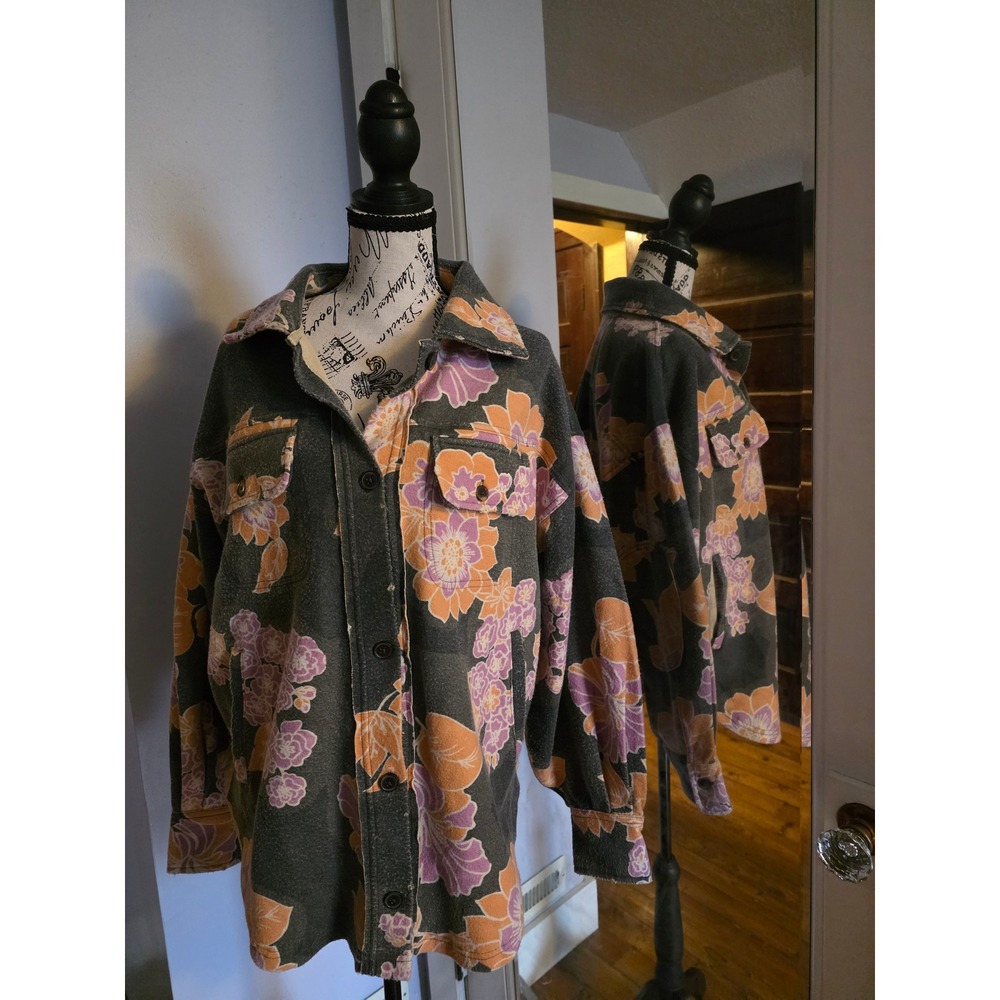 Rare Free People Ruby Floral Jacket‎ Grey Orange Purple Size Medium